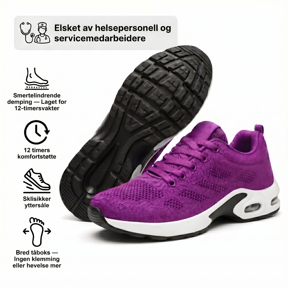 OrtoFlex™ – Sko for 12-timersvakter, lindring av fot-, kne- og ryggsmerter hele dagen